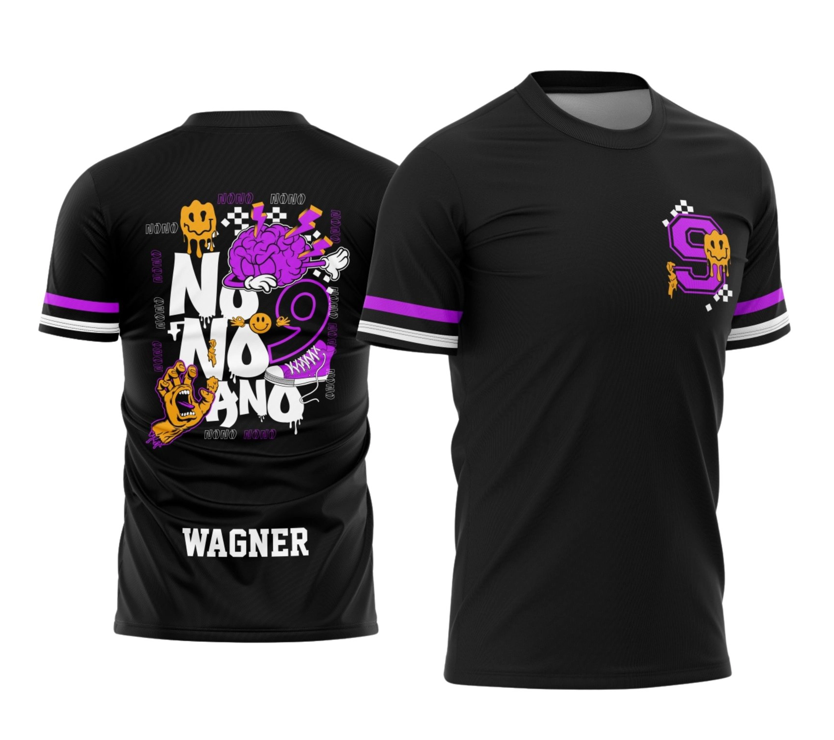 Camisa preta personalizada Nono Ano 2026 com design street art e número 9 estilizado