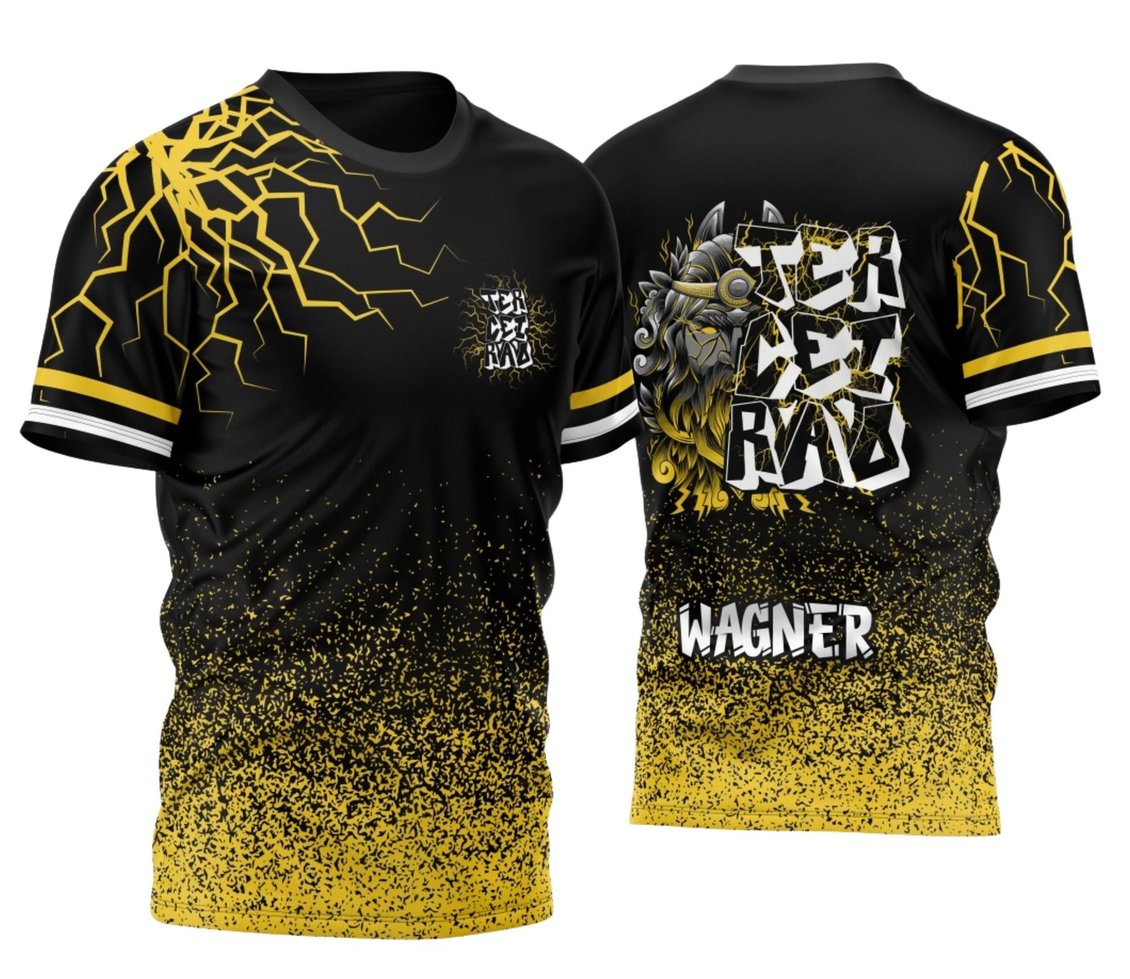 camiseta terceirão 2026 Zeus Raio Amarelo para formandos do ensino médio