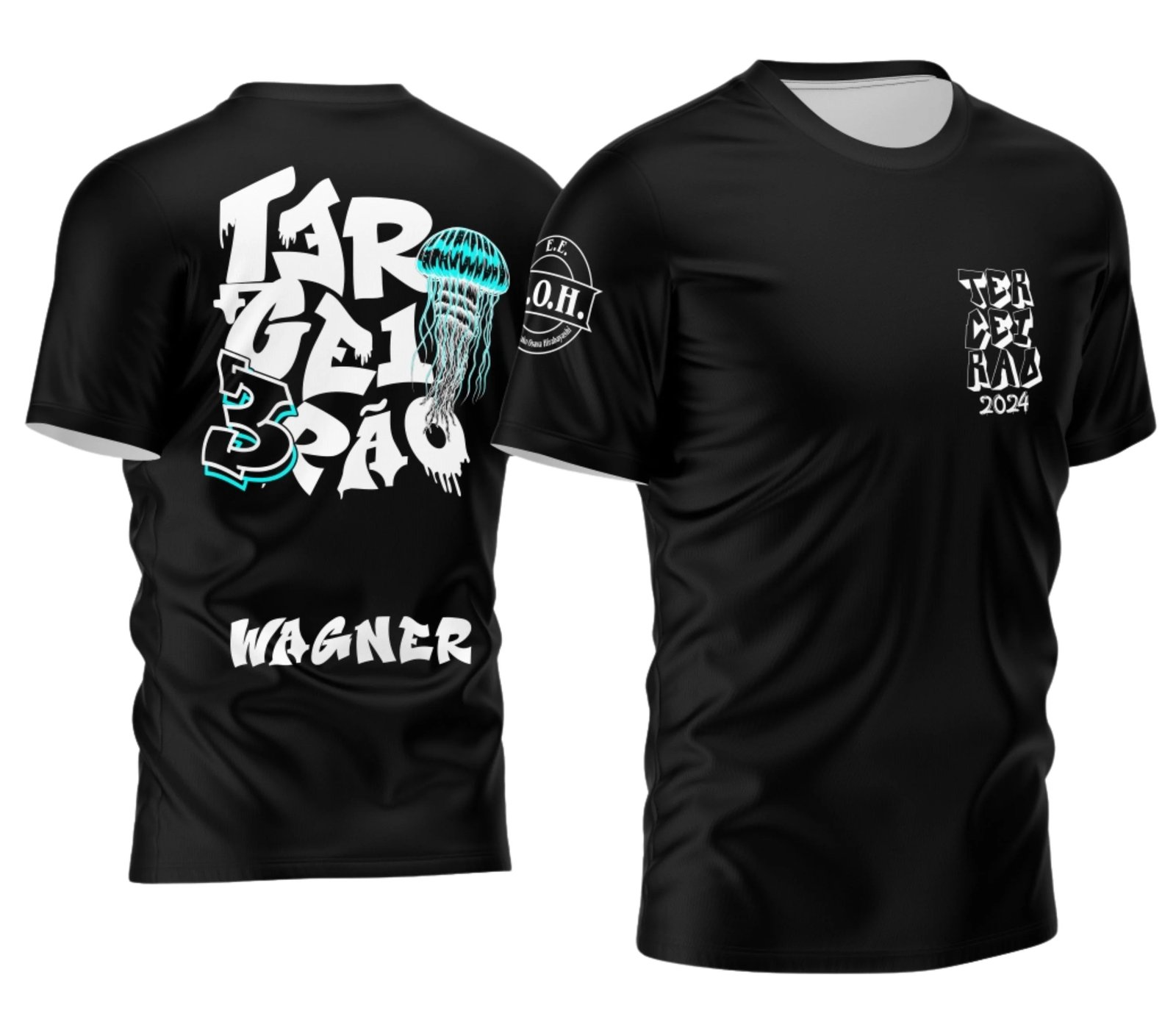Camiseta Terceirão 2026 Polvo Ciano camiseta terceirão 2026 Polvo Ciano para formandos do ensino médio