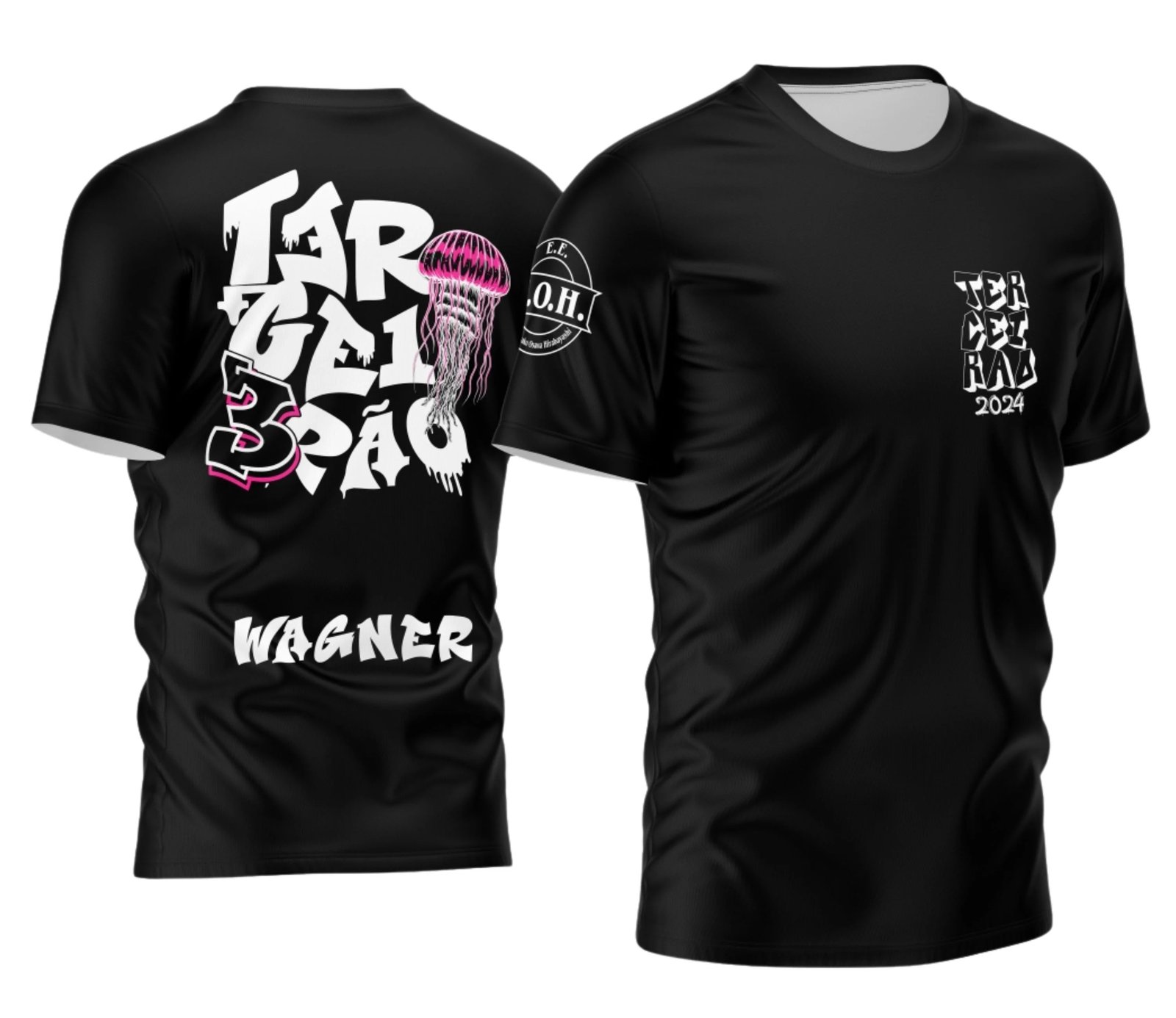 Camiseta Terceirão 2026 Polvo Pink White camiseta terceirão 2026 Polvo Pink White para formandos do ensino médio